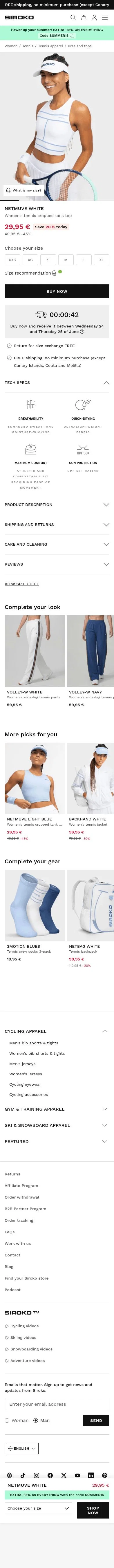 siroko.com/p/netmuve-white-tennis-cropped-tank-top-women on mobile