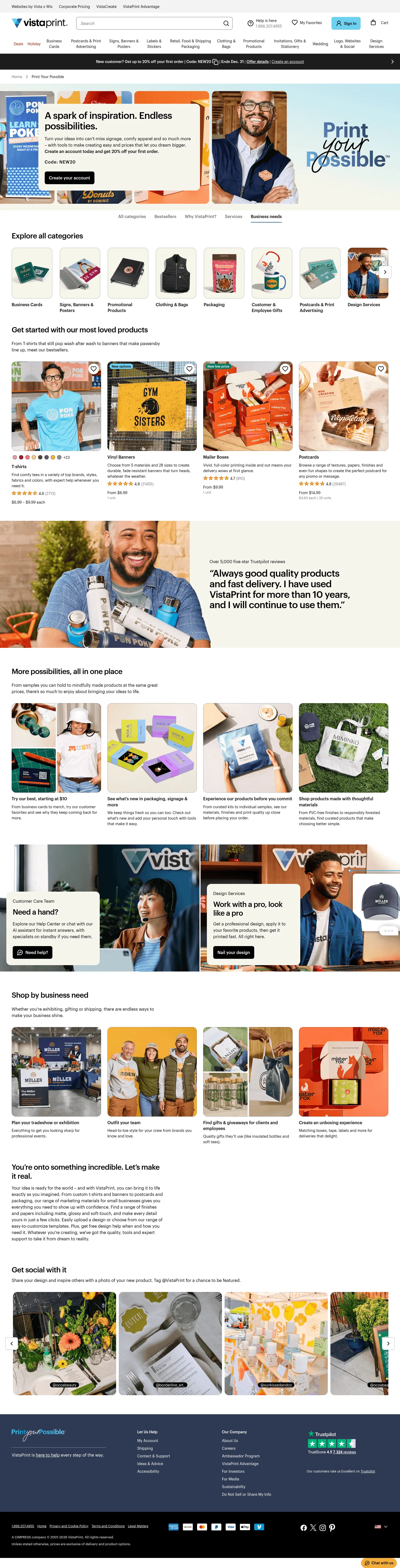 vistaprint.com/weprintthat on desktop, full screenshot