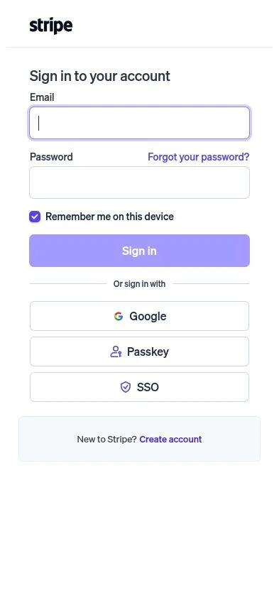 dashboard.stripe.com/login on mobile