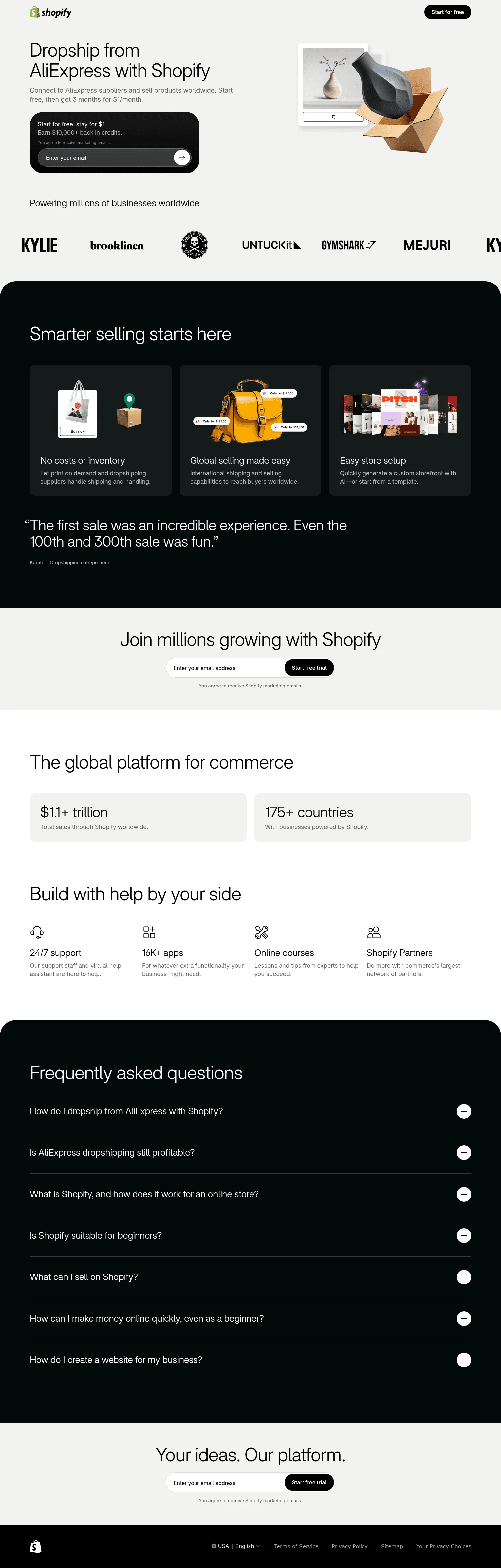 shopify.com/ppc/dropshipping/aliexpress on desktop