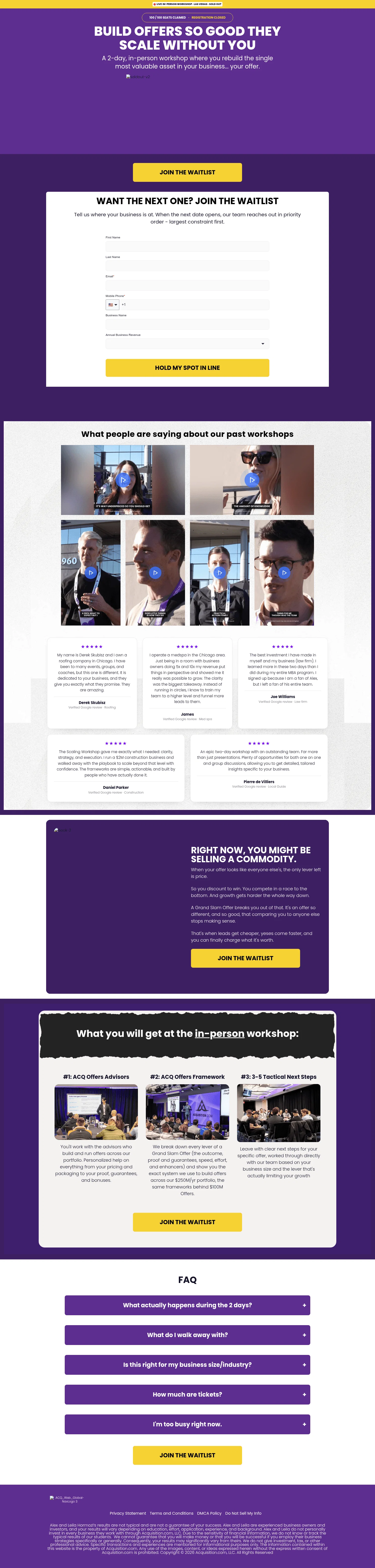 Alex hormozi landing page