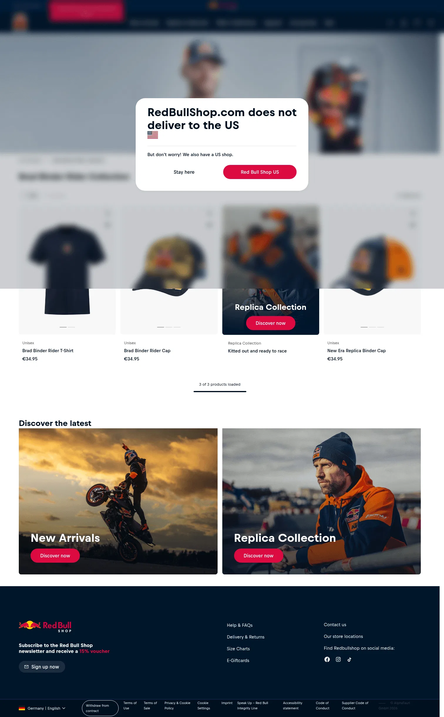redbullshop.com/en-int/c/ktm-binder on desktop, full screenshot