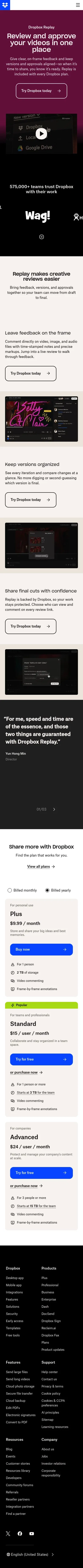 dropbox.com/campaigns/share-more/replay on mobile, full screenshot