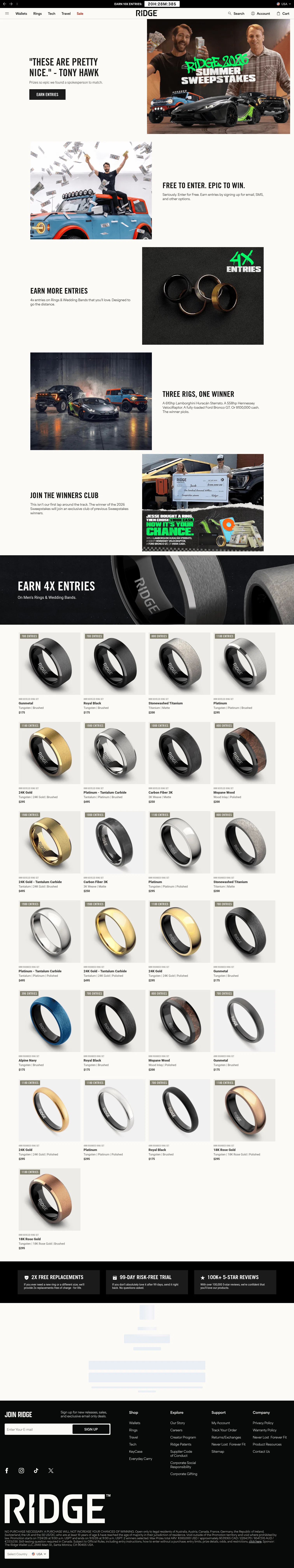 ridge.com/collections/rings-sweeps26 on desktop, full screenshot