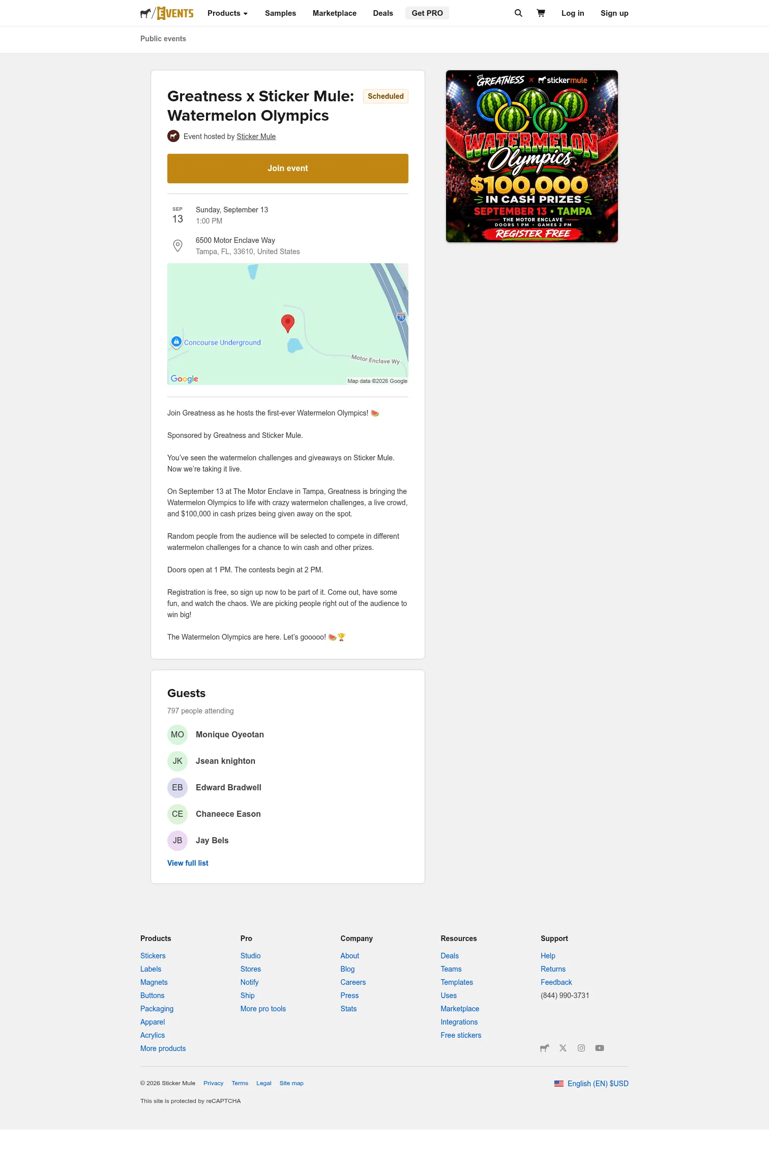stickermule.com/events/76354072-dd21-4353-822b-cb99be79b54c on desktop, full screenshot