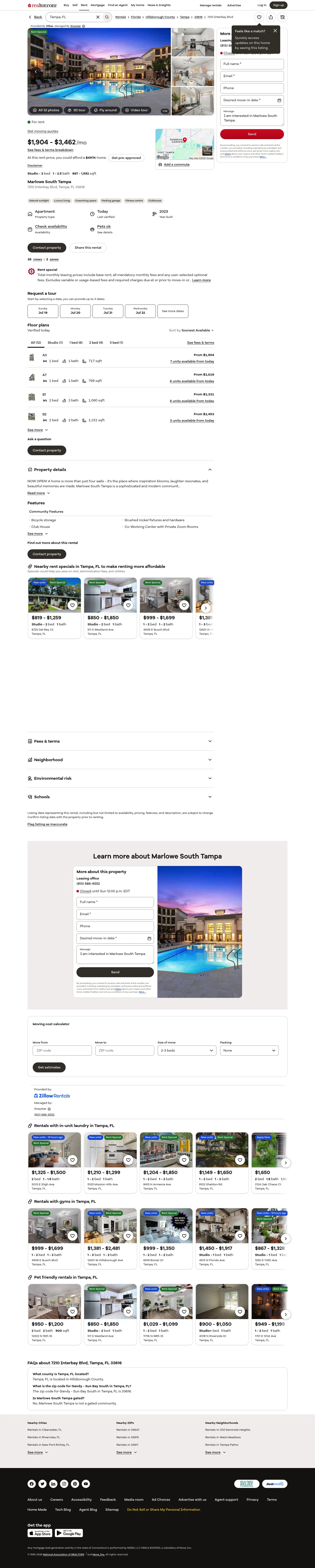 realtor.com/rentals/details/7210-Interbay-Blvd_Tampa_FL_33616_M94879-63210 on desktop, full screenshot