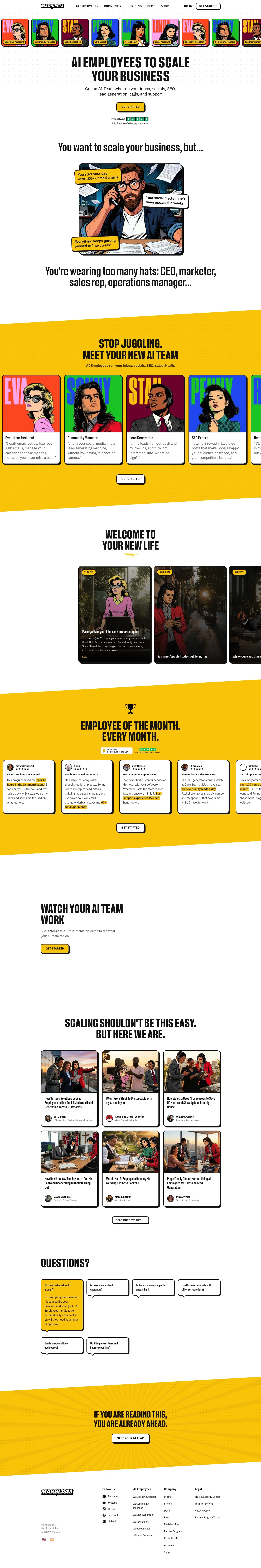 Marblism landing page