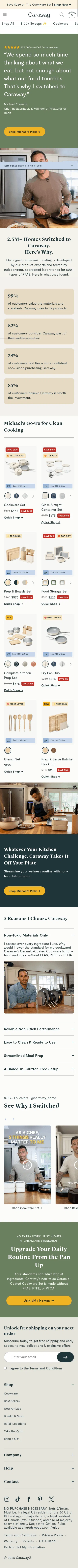 carawayhome.com/clean-cooking-with-michael on mobile, full screenshot