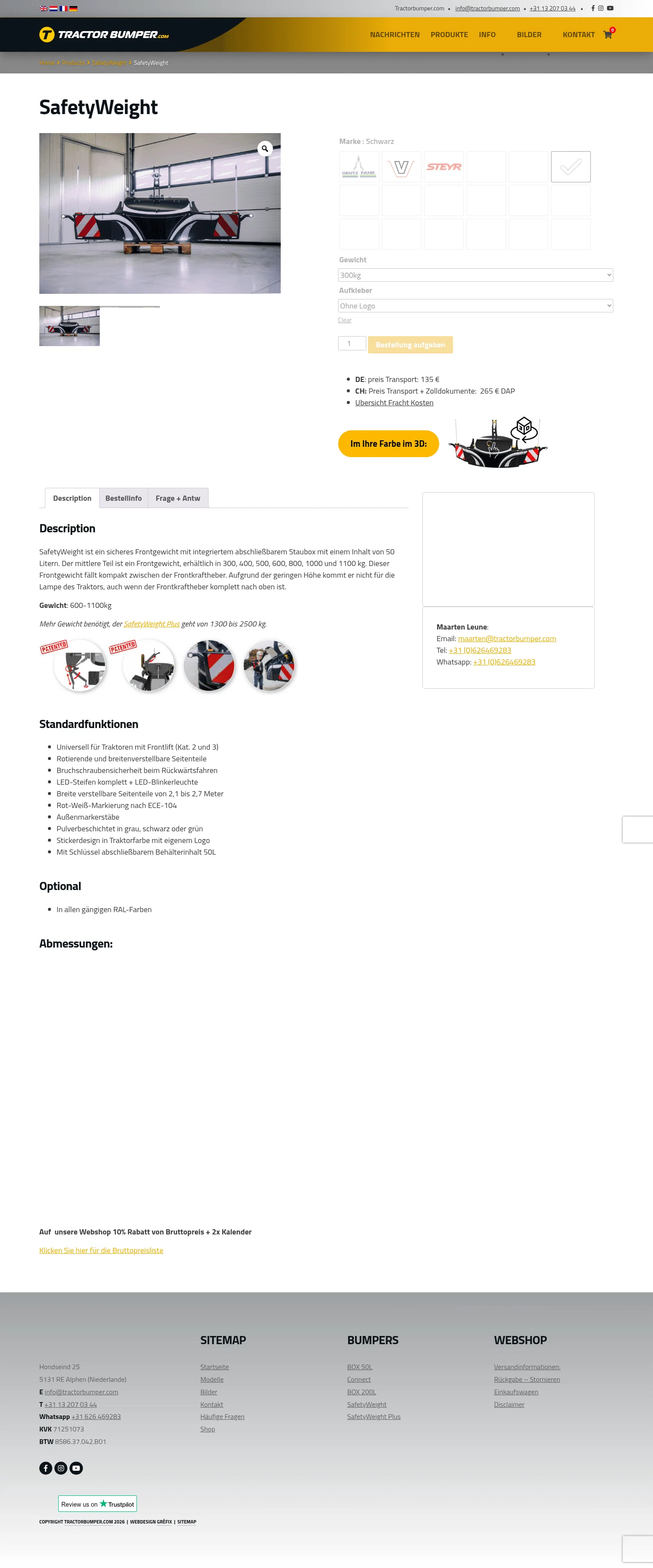 tractorbumper.com/de/shop/safetyweight-de/safetyweight on desktop