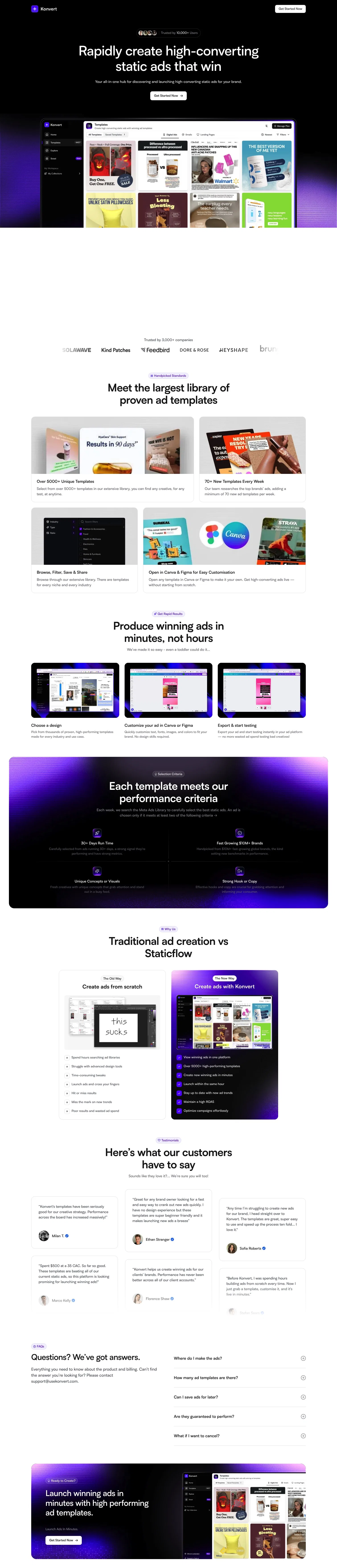 usekonvert.com/templates on desktop, full screenshot
