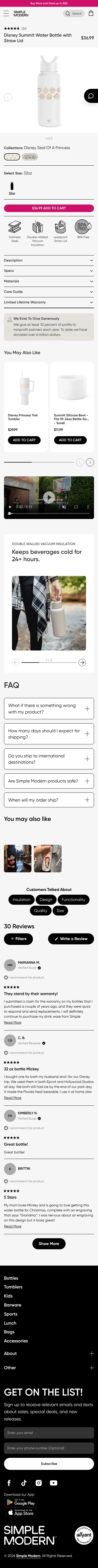 simplemodern.com/products/disney-summit-water-bottle-with-straw-lid-32oz-42 on mobile, full screenshot