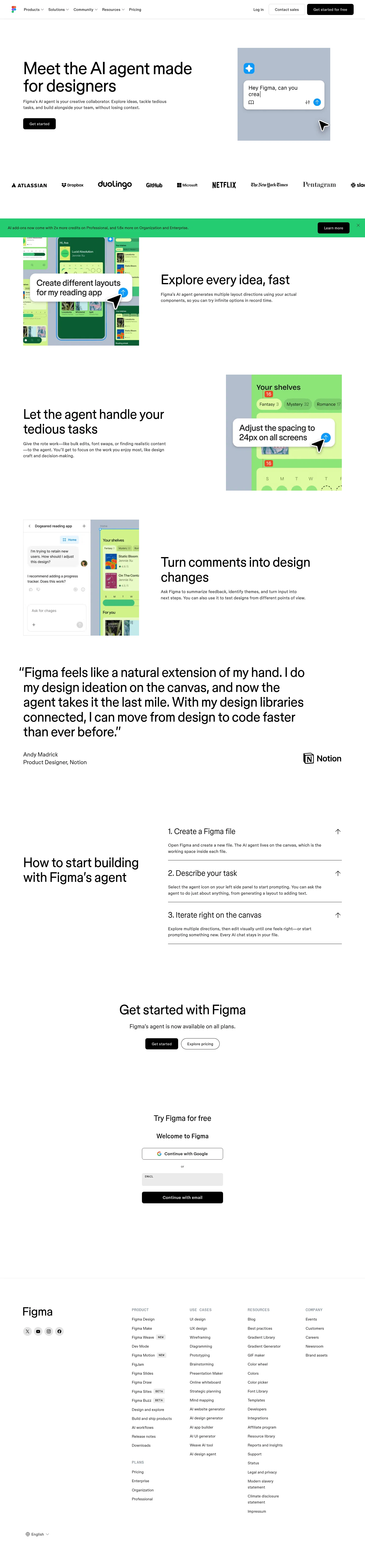 Figma landing page