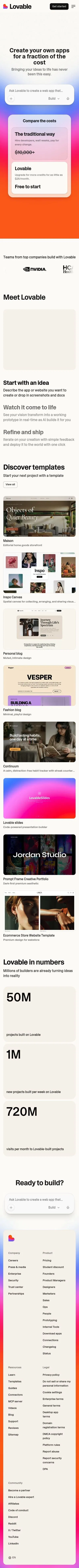 lovable.dev/meta-apps on mobile, full screenshot