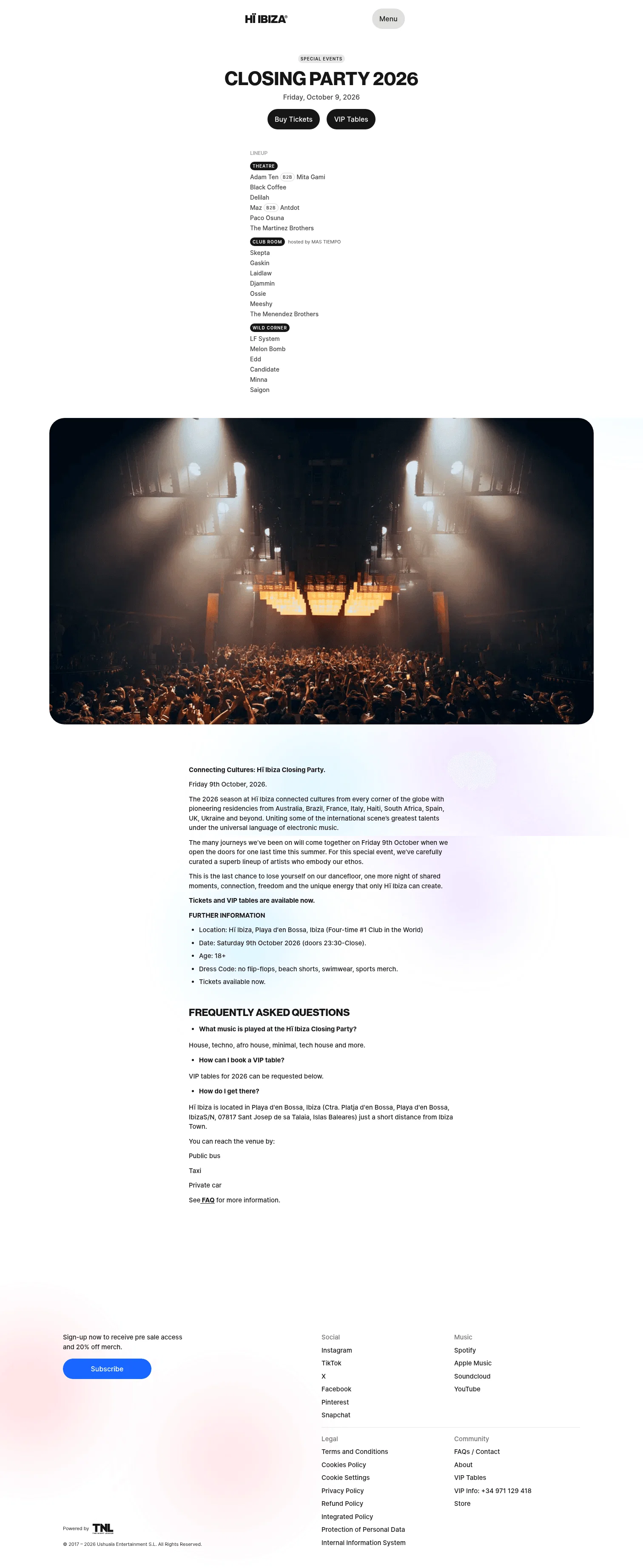 Hï Ibiza landing page
