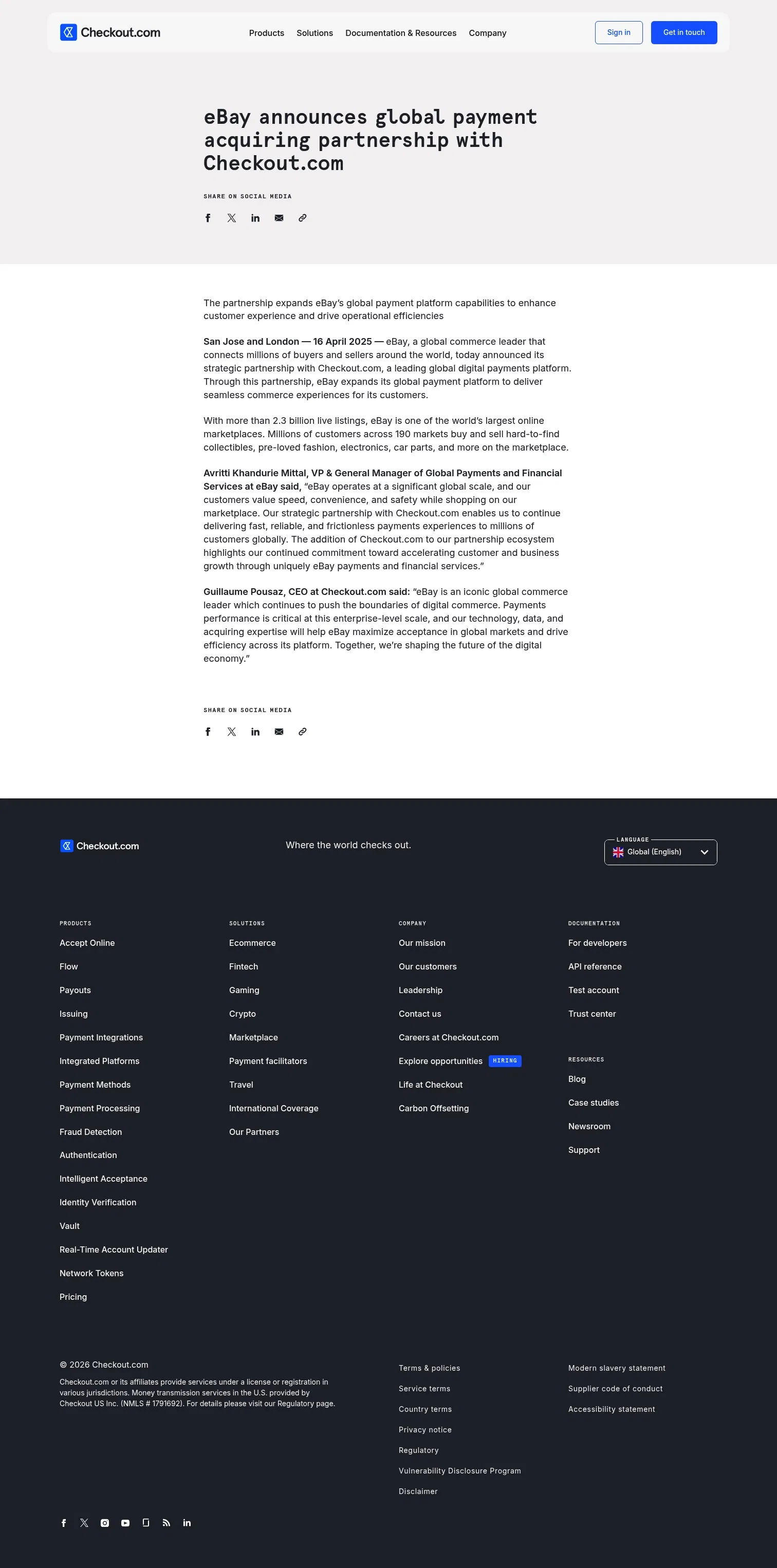 checkout.com/newsroom/ebay-announces-global-payment-acquiring-partnership-with-checkout-com on desktop, full screenshot