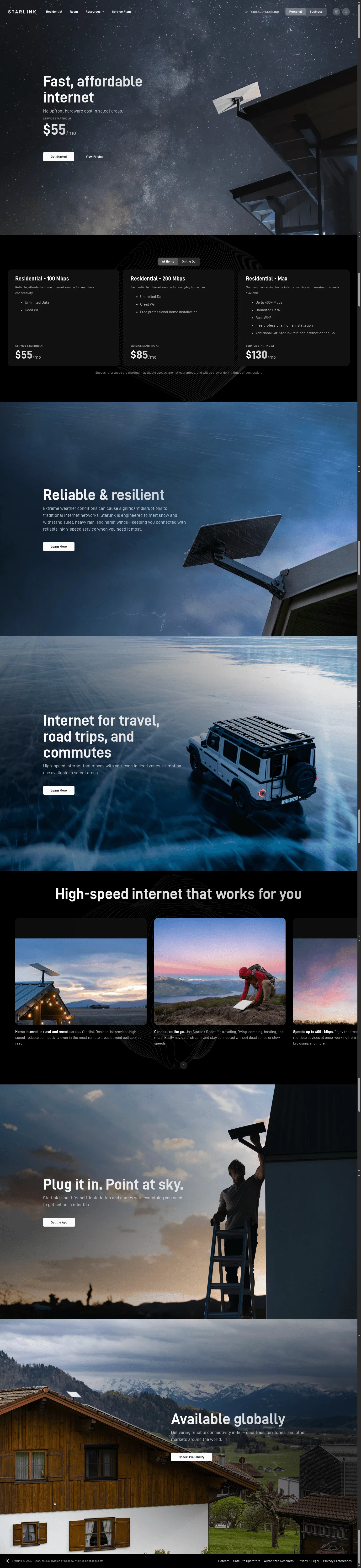 starlink.com on desktop, full screenshot
