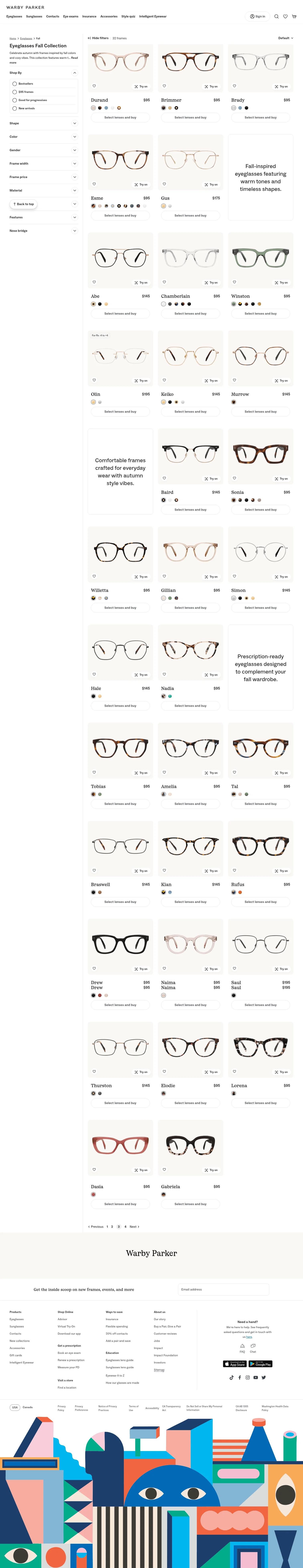 Warby Parker landing page