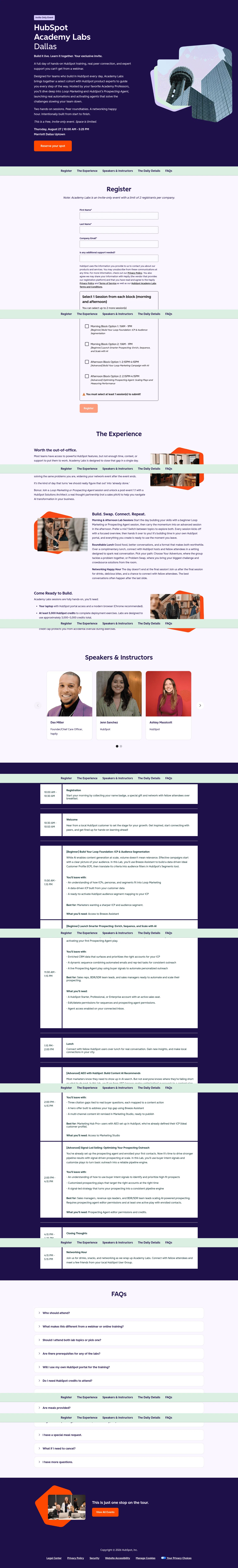 hubspot.com/academy-labs-dallas26 on desktop, full screenshot