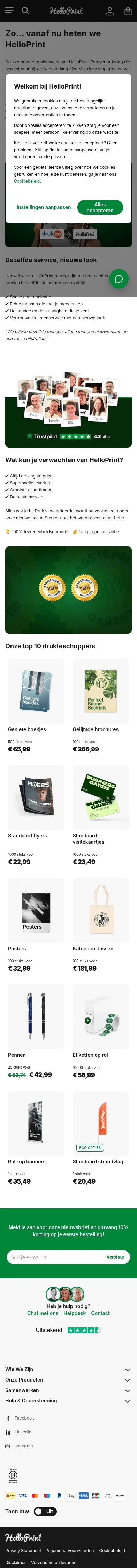 helloprint.com/nl-nl/drukzo on mobile, full screenshot