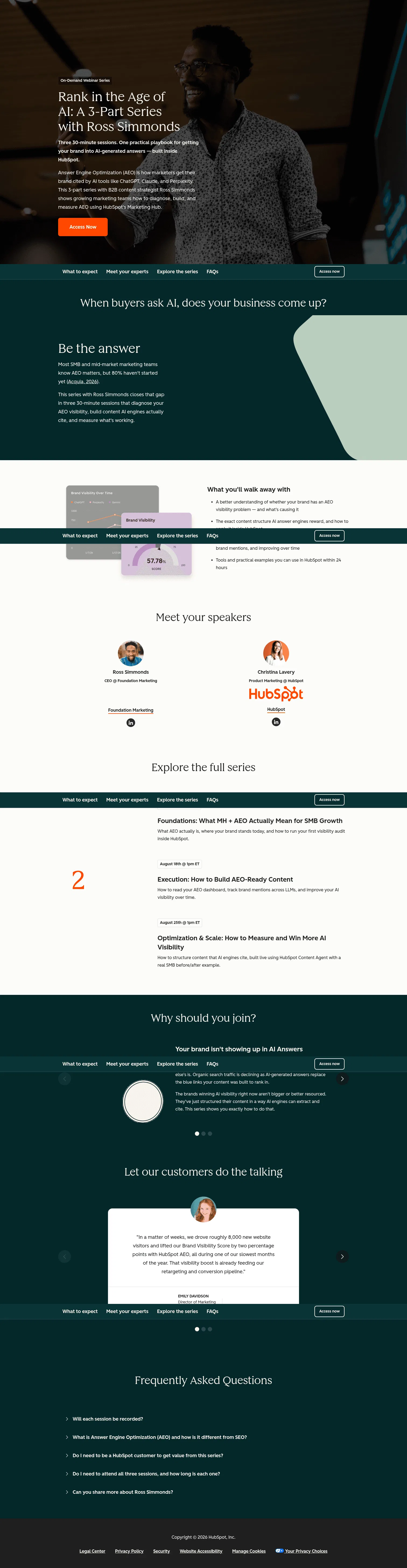 offers.hubspot.com/rank-in-the-age-of-ai-a-3-part-series-with-ross-simmonds on desktop, full screenshot