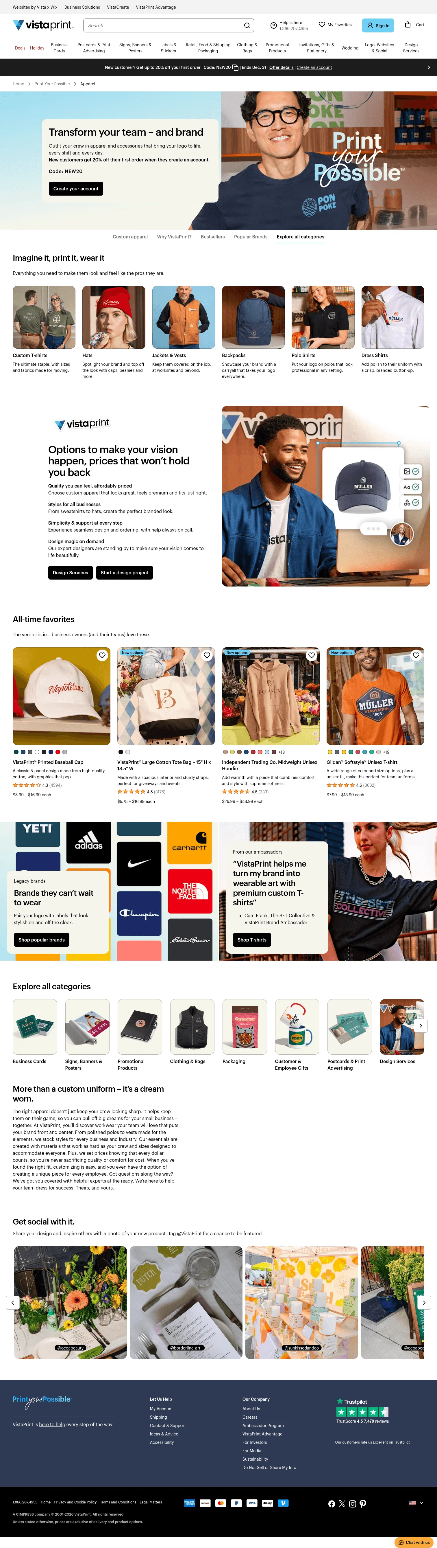vistaprint.com/weprintthat/merch on desktop