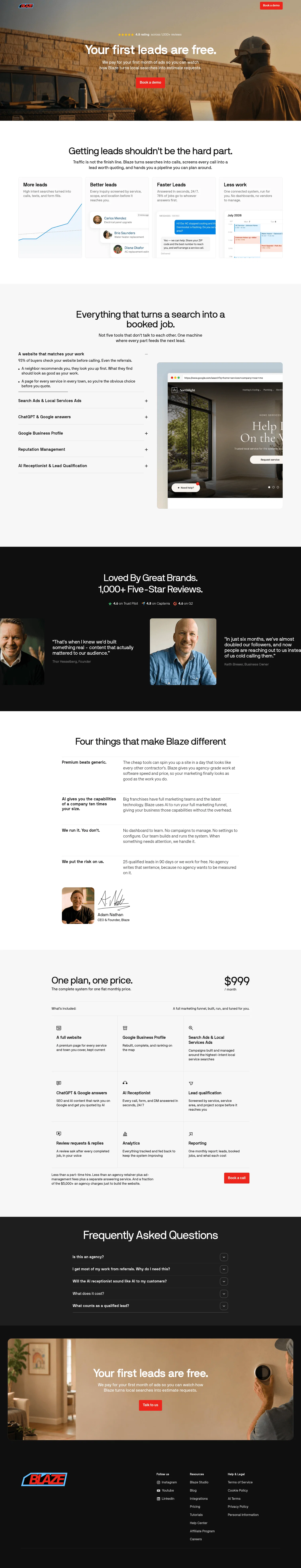 Blaze landing page