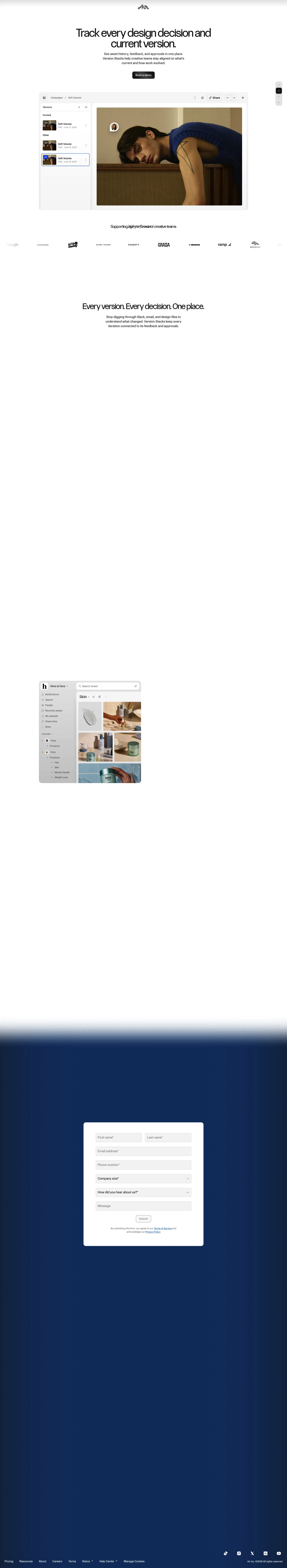 air.inc/track-every-design on desktop, full screenshot