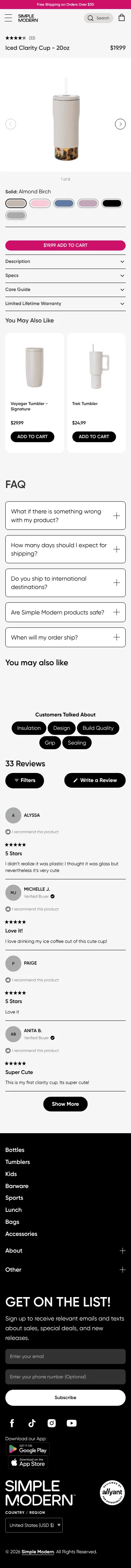 simplemodern.com/products/iced-clarity-cup-6 on mobile, full screenshot