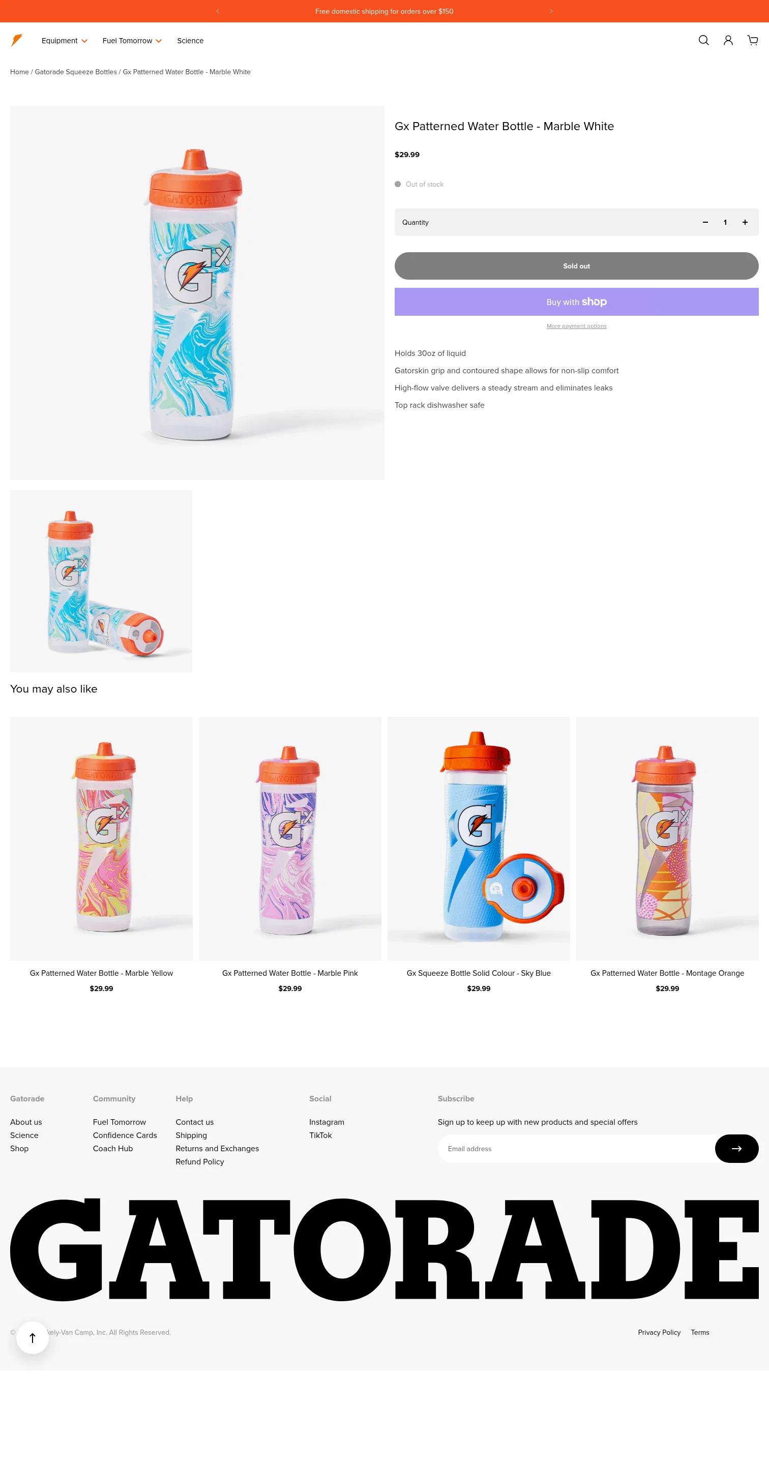 shopgatorade.com.au/products/gx-patterned-water-bottle-marble-white on desktop