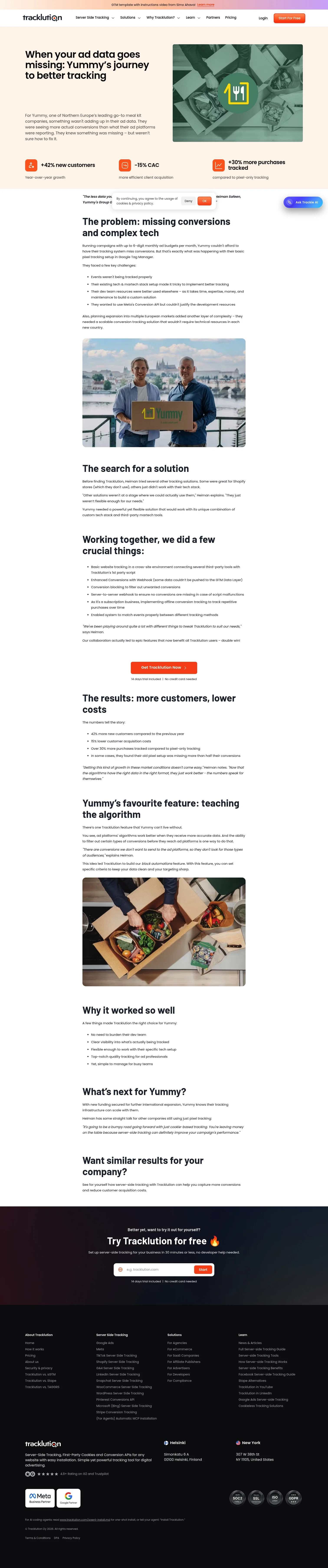 tracklution.com/success-stories/yummy on desktop