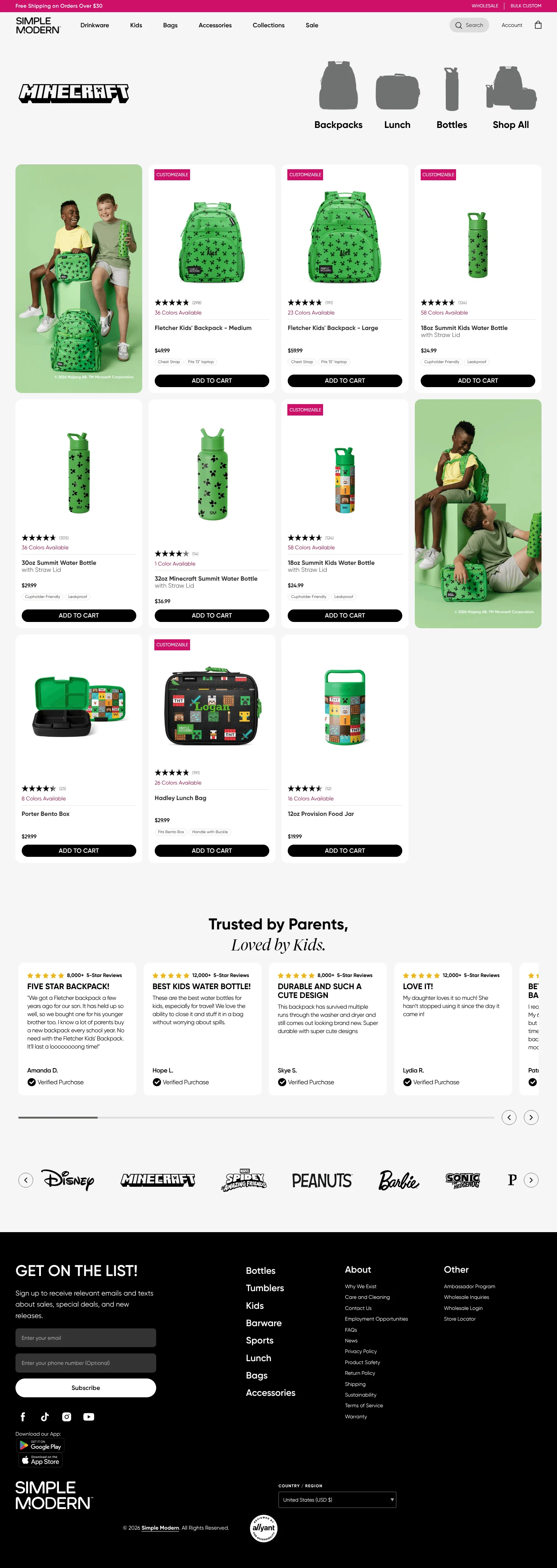 simplemodern.com/collections/minecraft on desktop