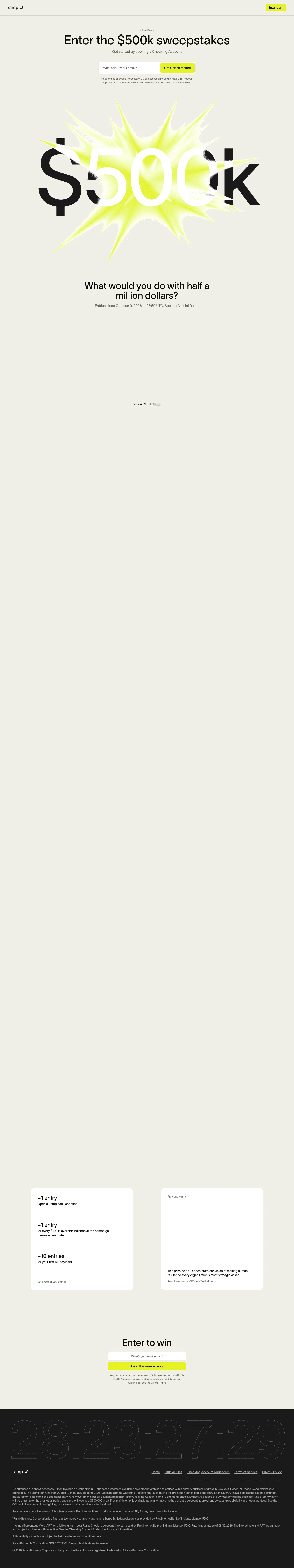ramp.com/500k-banking-sweepstakes on desktop, full screenshot