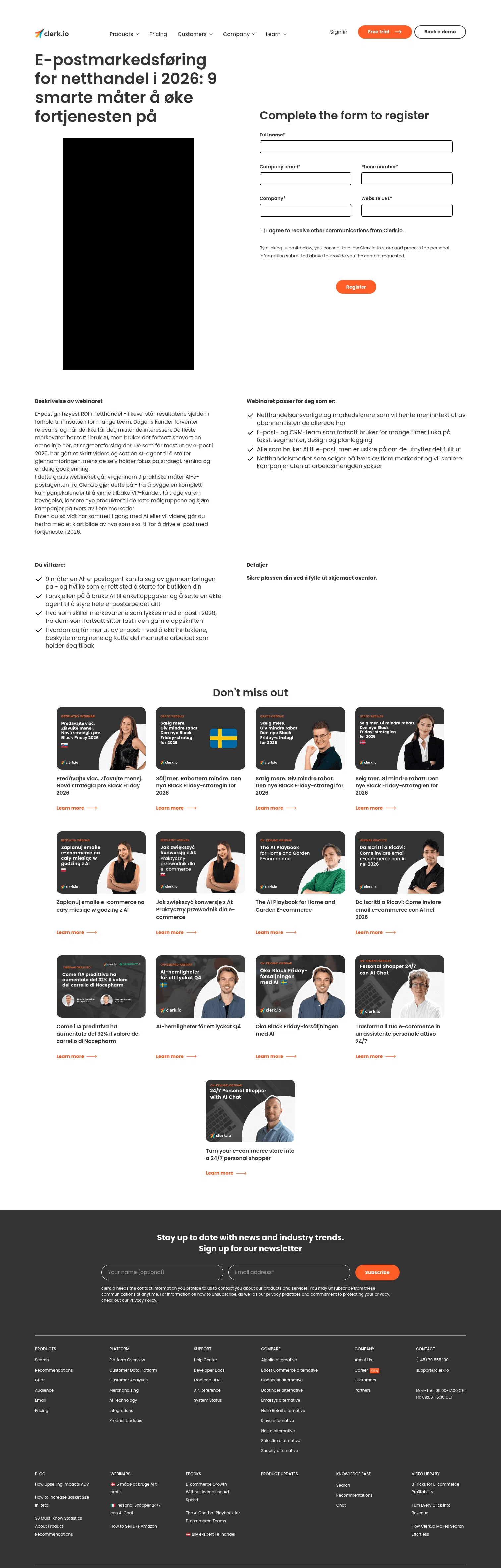 clerk.io/webinar/9-smarte-mater-a-oke-fortjenesten-pa on desktop, full screenshot