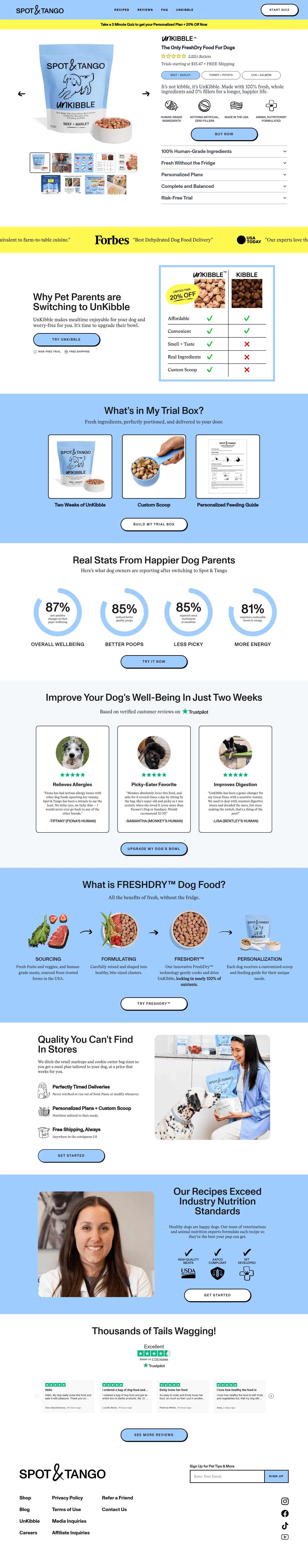 spotandtango.com/beef-and-barley on desktop, full screenshot