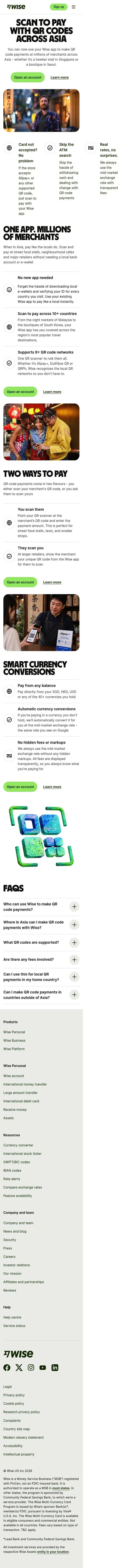 wise.com/feature/qr-payments on mobile, full screenshot