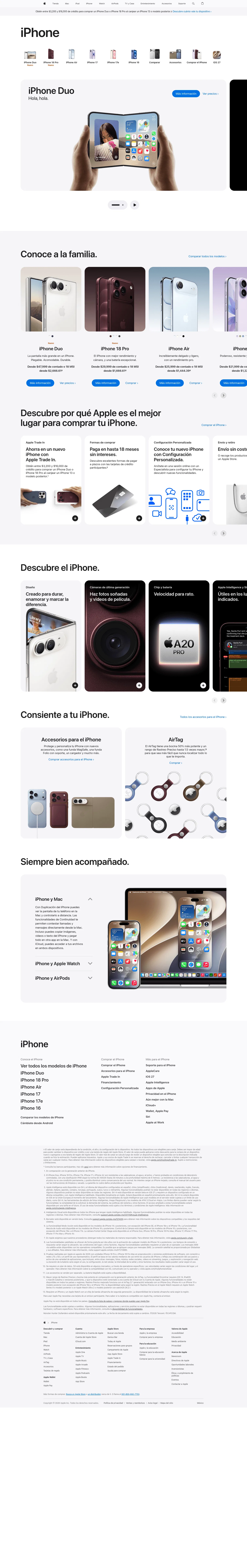 apple.com/mx/iphone on desktop, full screenshot