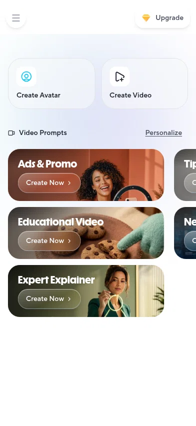 app.heygen.com/home on mobile