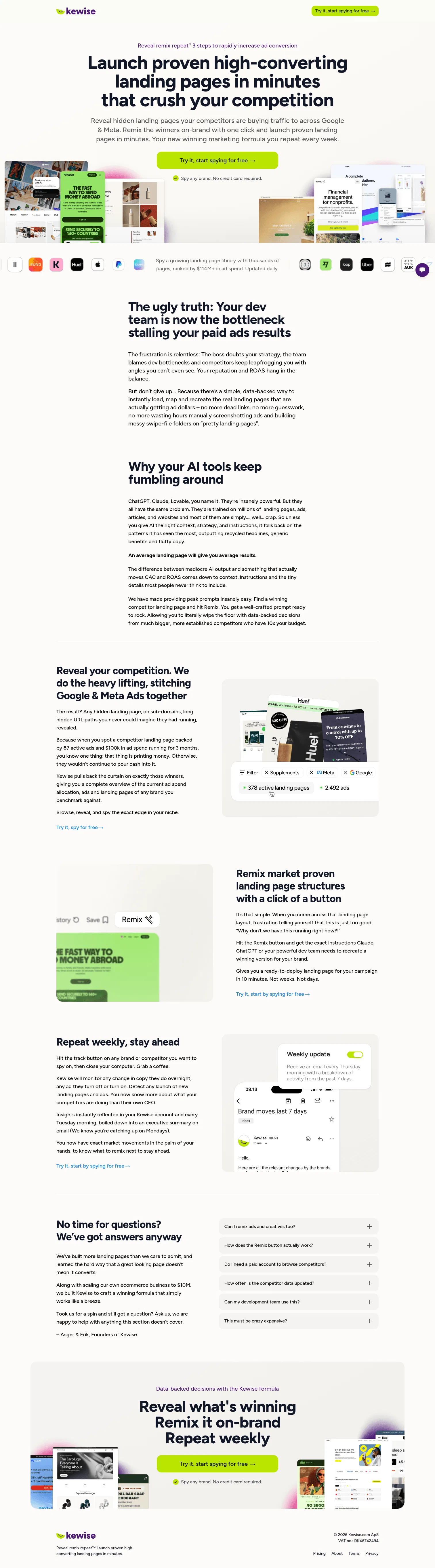 kewise.com/the-winning-formula on desktop, full screenshot