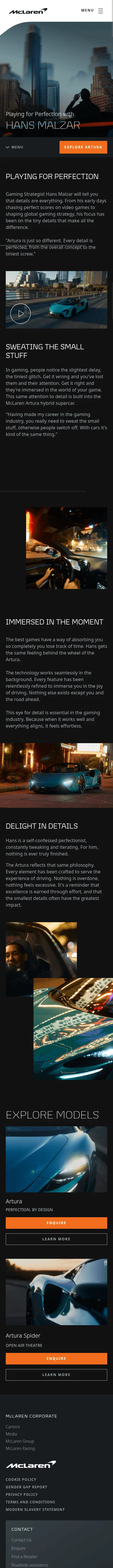 mclaren.com/cars/gl_en/playing-for-perfection-with-hans-malzar on mobile