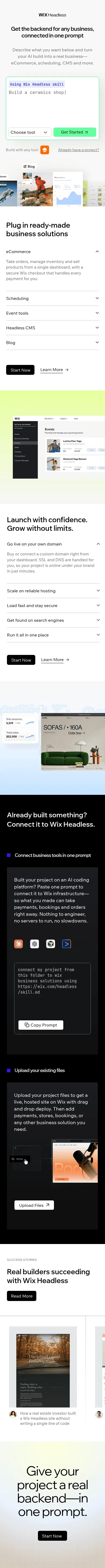 wix.com/lp-en/headless on mobile, full screenshot