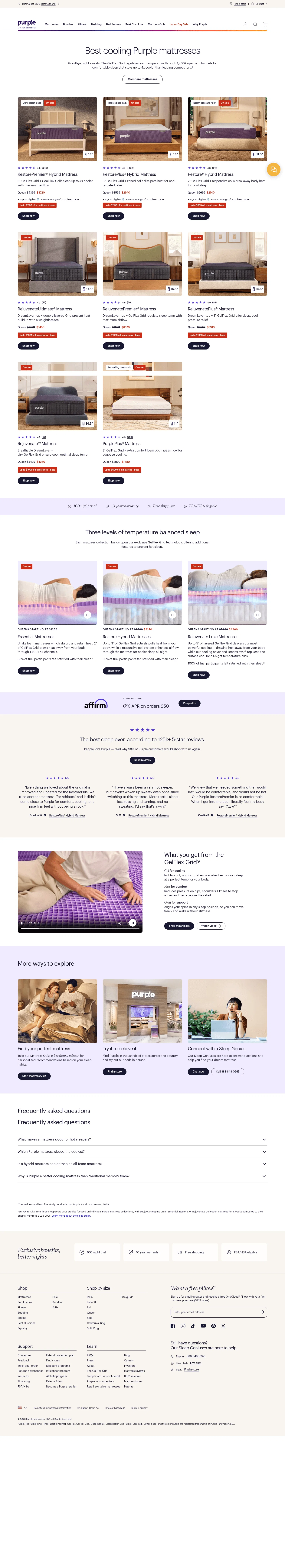purple.com/best-cooling-mattresses on desktop