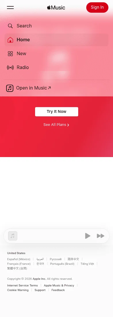 music.apple.com/us/home on mobile
